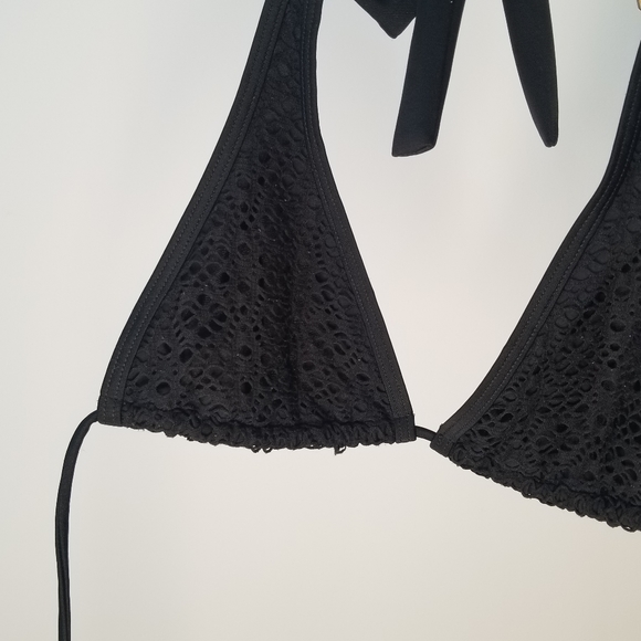 Floral VS Bikini Top Black Swimwear Victoria's Secret Summer V-Neck Monochrome - Picture 4 of 10